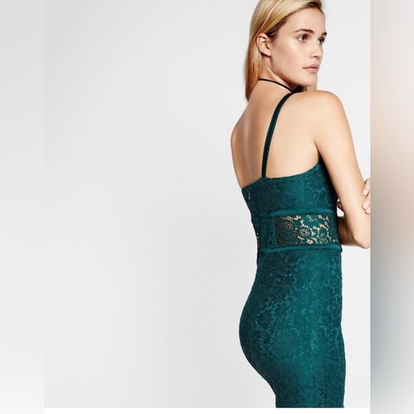 Express Green Piped Lace Dress in Sz 12 - Picture 2 of 9